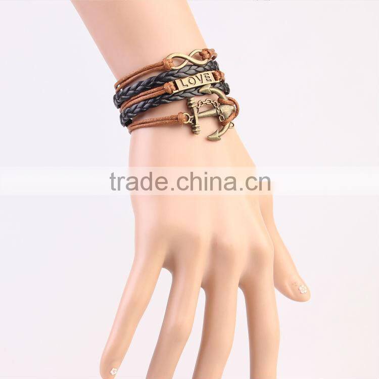 MYLOVE 5 colors in stock love bracelets & bangles braided leather jewelry MLBZ017