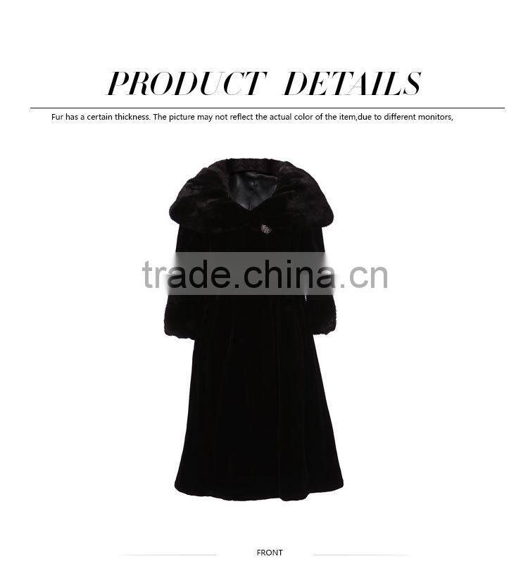 factory price plus size russian style black long mink fur coat for winter