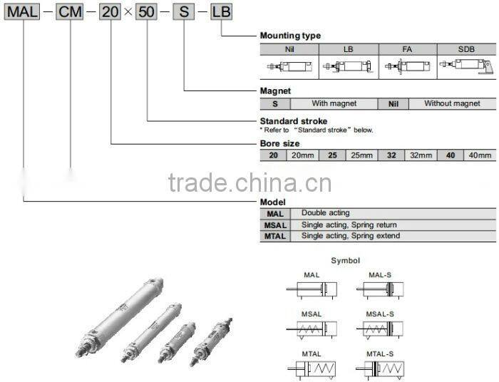 High Quality Aluminum Alloy MAL Pneumatic Cylinder