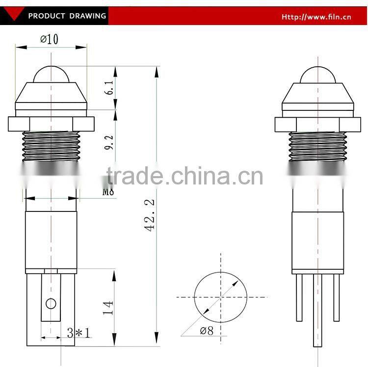 220v new metal led PCB high LED 8mm red indicator light