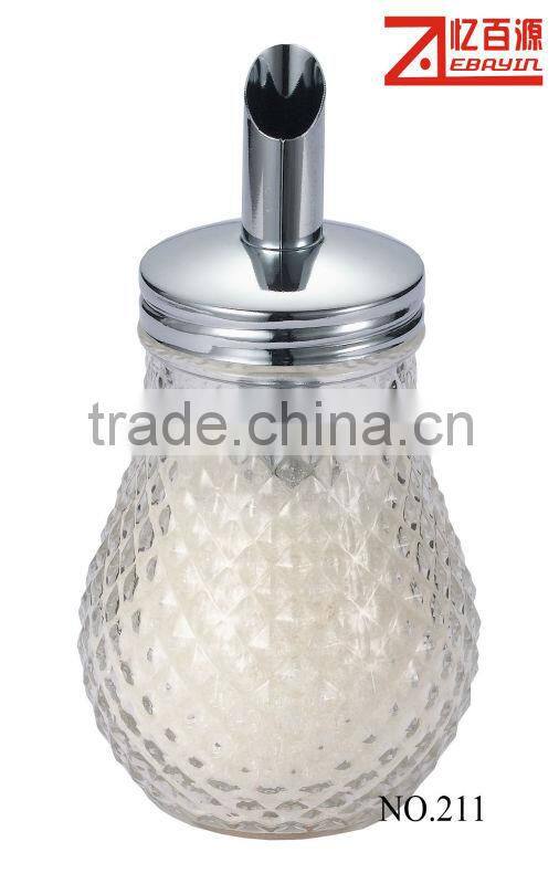 glass salt and pepper set with metal basket 2013