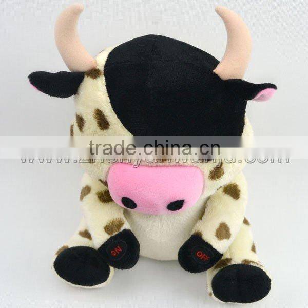 Stuffed white dairy cow&Educational toys&round mini plush cow