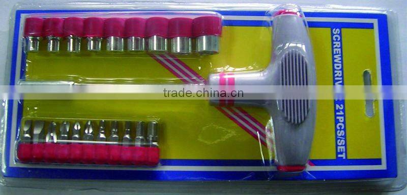22pcs T-handle socket and bit set