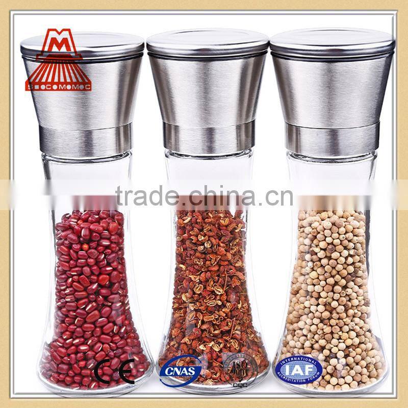 Manual Glass bottle pepper grinder /spice grinder from alibaba store