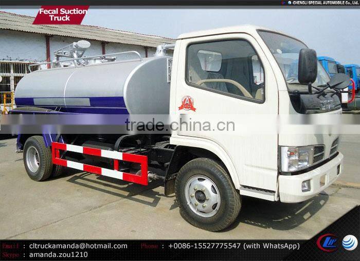 Dongfeng 4*2 95hp small 4000-5000 liter vacuum tank truck vacuum truck sale vacuum tankers for sale