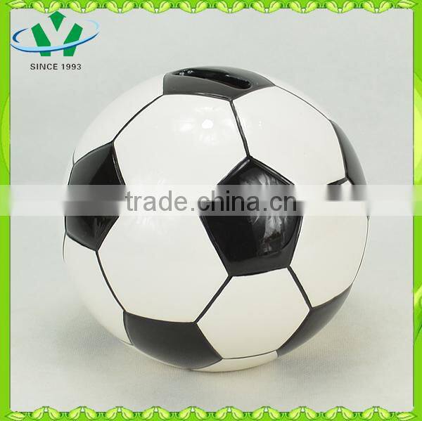 Ceramic coin factory bank with football design