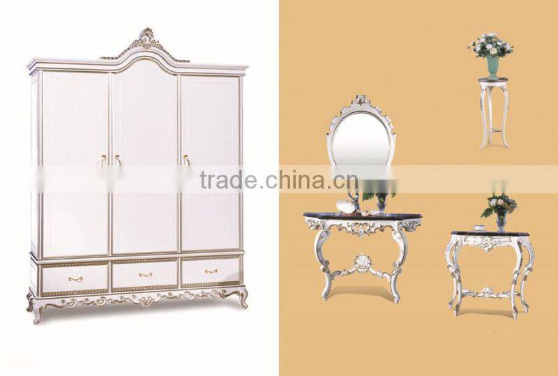 Bisini Wardrobe Furniture, Luxury Hand Carved European Style Classic Wooden Bedroom Furniture Set Wardrobe