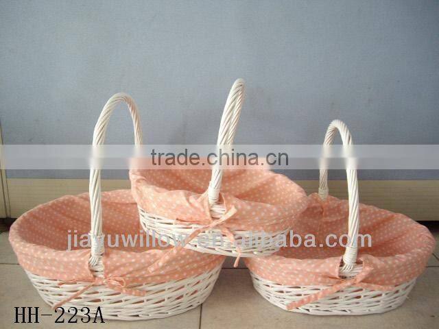 Flower Cotton Fabric willow baskets Wicker storage with handle