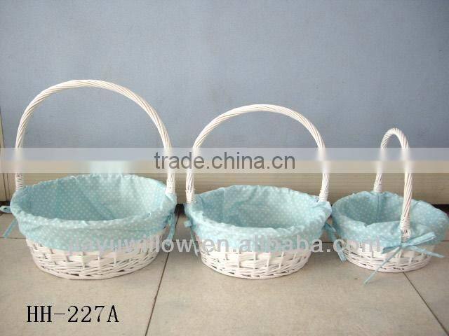 Flower Cotton Fabric willow baskets Wicker storage with handle