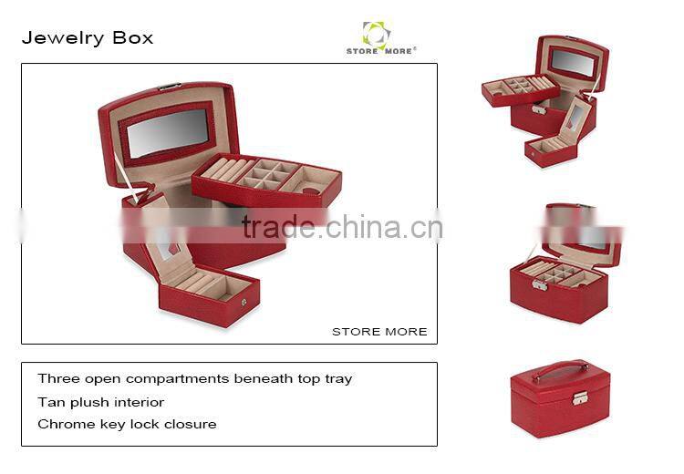 New Products!Red Leatherette Fabric STORE MORE Jewelry Box