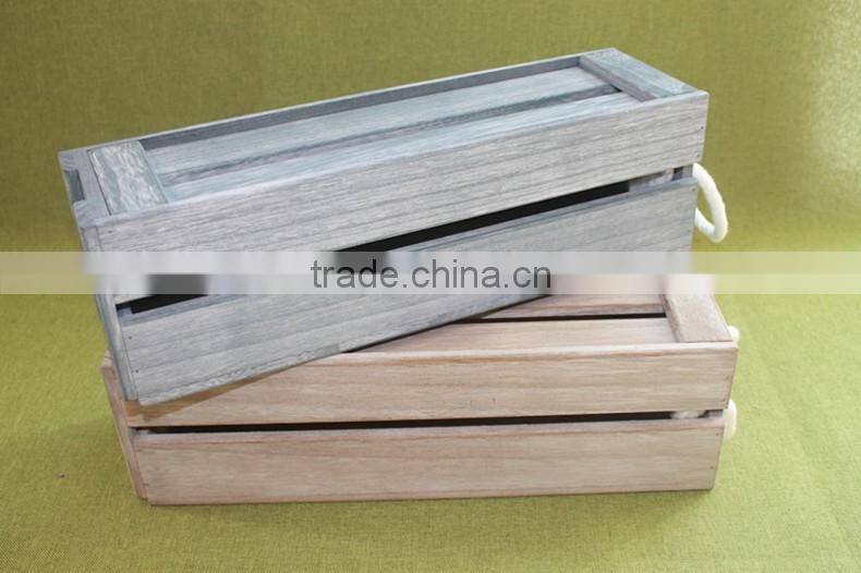 Vintage handmade cheap wooden wine bottle gift packing laths boxes with slide lid