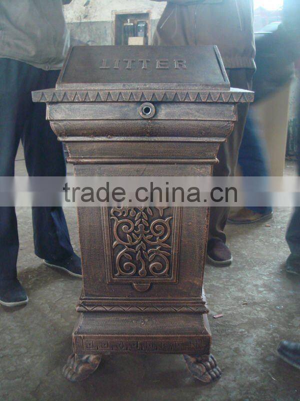 outdoor unique cast iron trash can