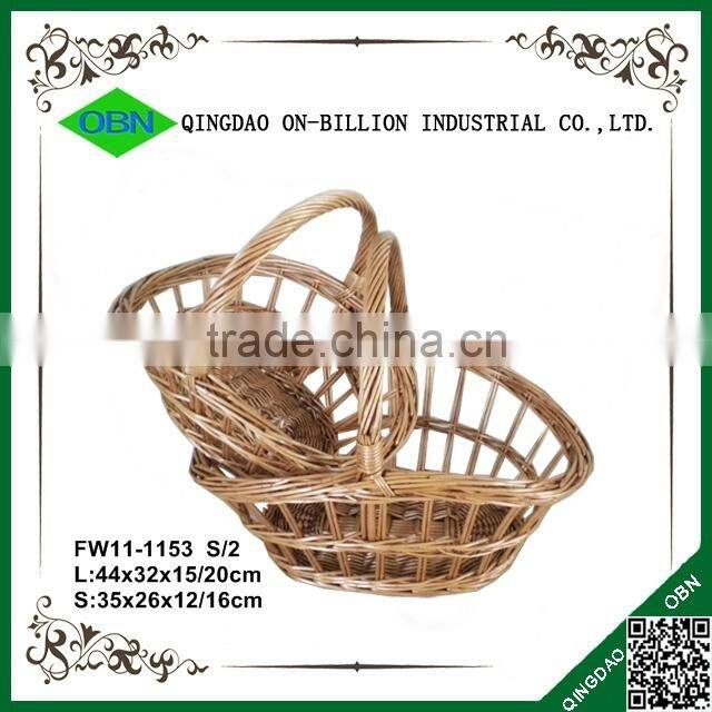 Hand woven willow wicker wedding fruit basket for decoration