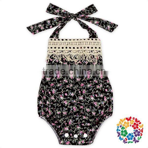 baby boutique outfit tassel fringe floral bubble romper