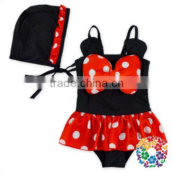 Adorable Black Red Cartoon Kids Girls Swimwear Bikini