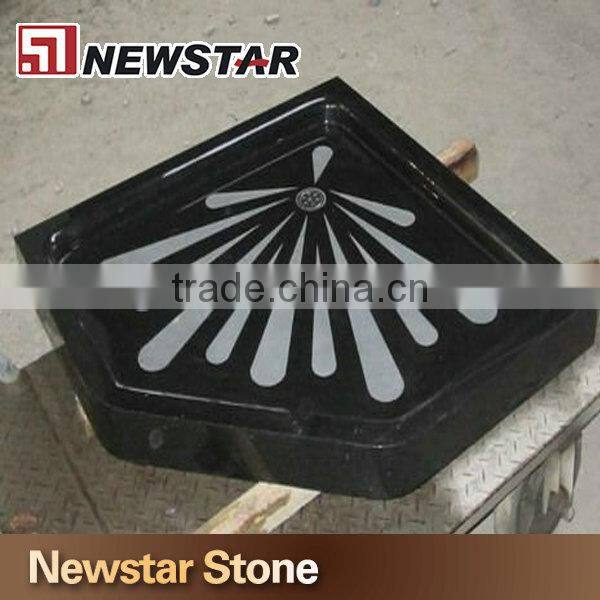 China Absolute Black Honed Granite Bath Shower Trays
