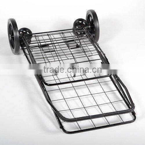 Metal Small Folding Shopping Cart with Double Basket and Wheels