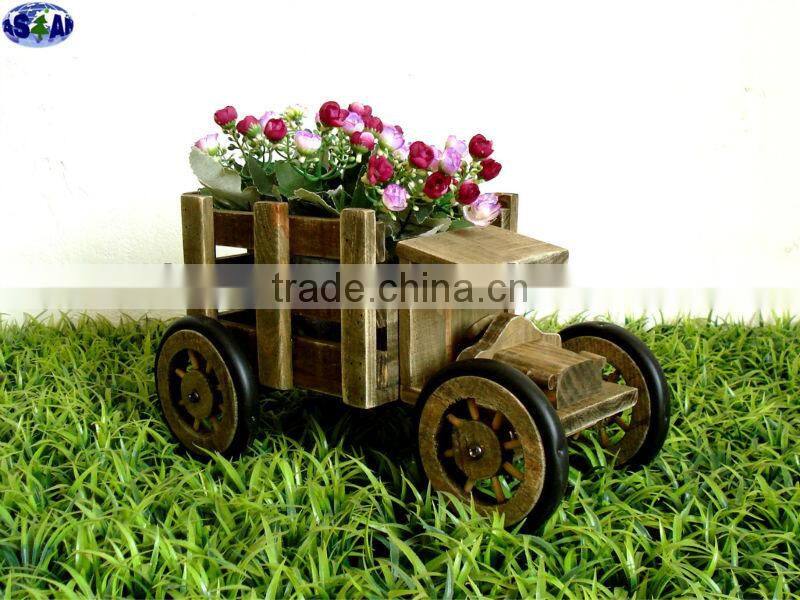Mini wooden cart for flowers and plants