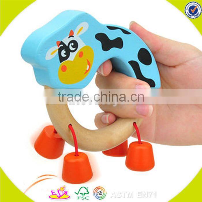 Wholesale children wooden musical hand bell toy popular teaching wooden hand bell toy W07I023