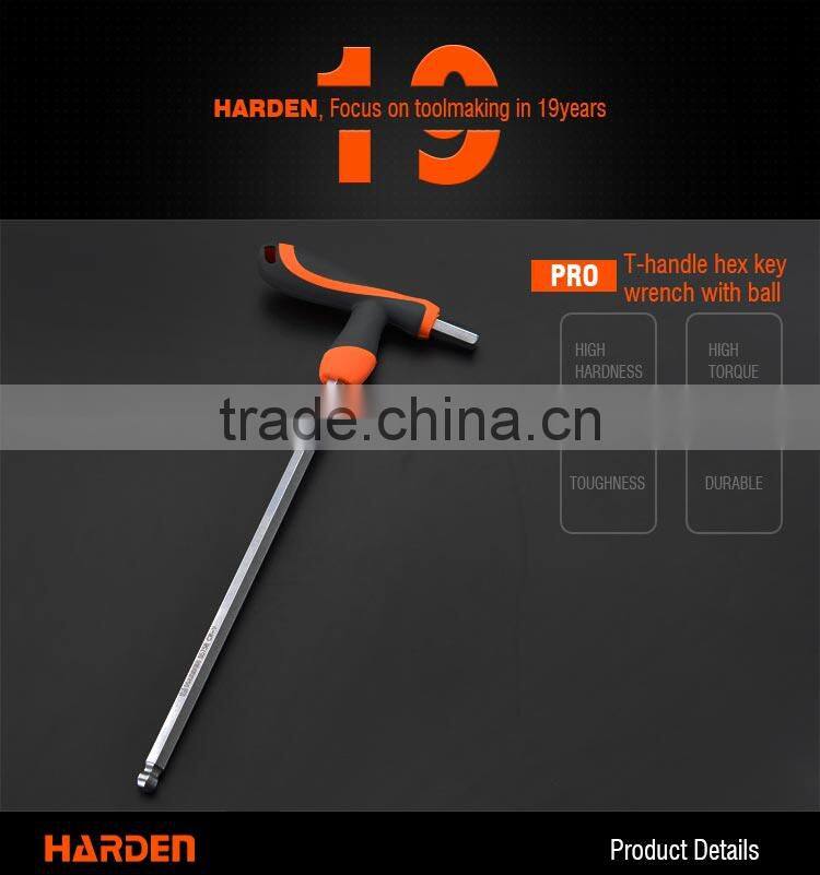 T-handle hex key wrench with ball