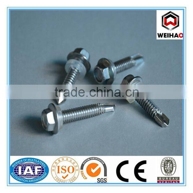 factory customized galvanized hex head self drilling screw with EPDM rubber washer