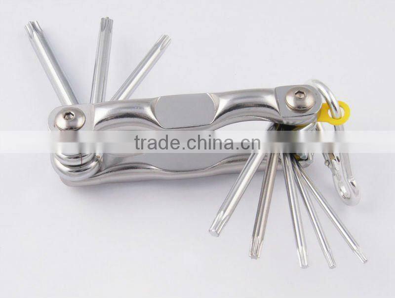 2014 new Stock pocket mini multi aluminium oxide promotion bike keychain tools 607-8