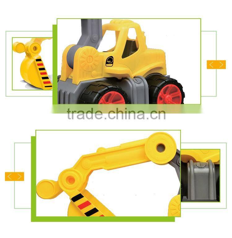 Newest product large plastic trucks sliding diecast excavator model