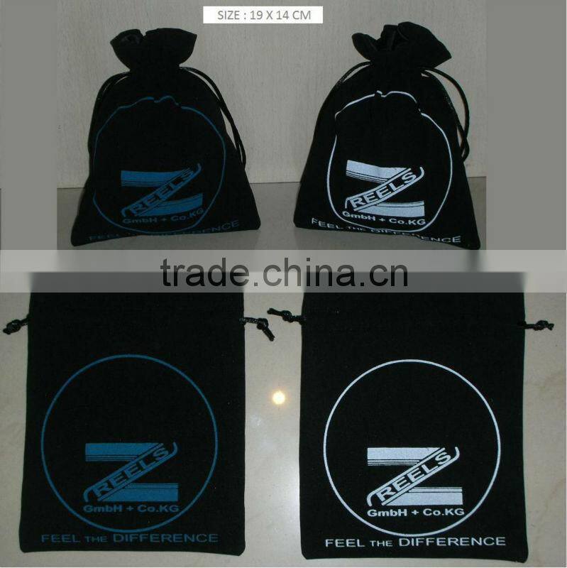 Velvet promotional gift pouch with drawstring
