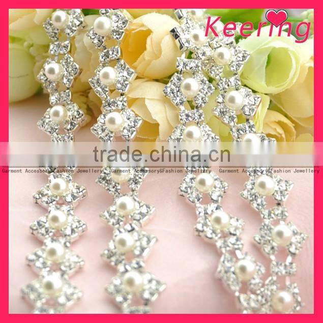Bridal Crystal Rhinestone Close Chain Clear Trim WRC-136