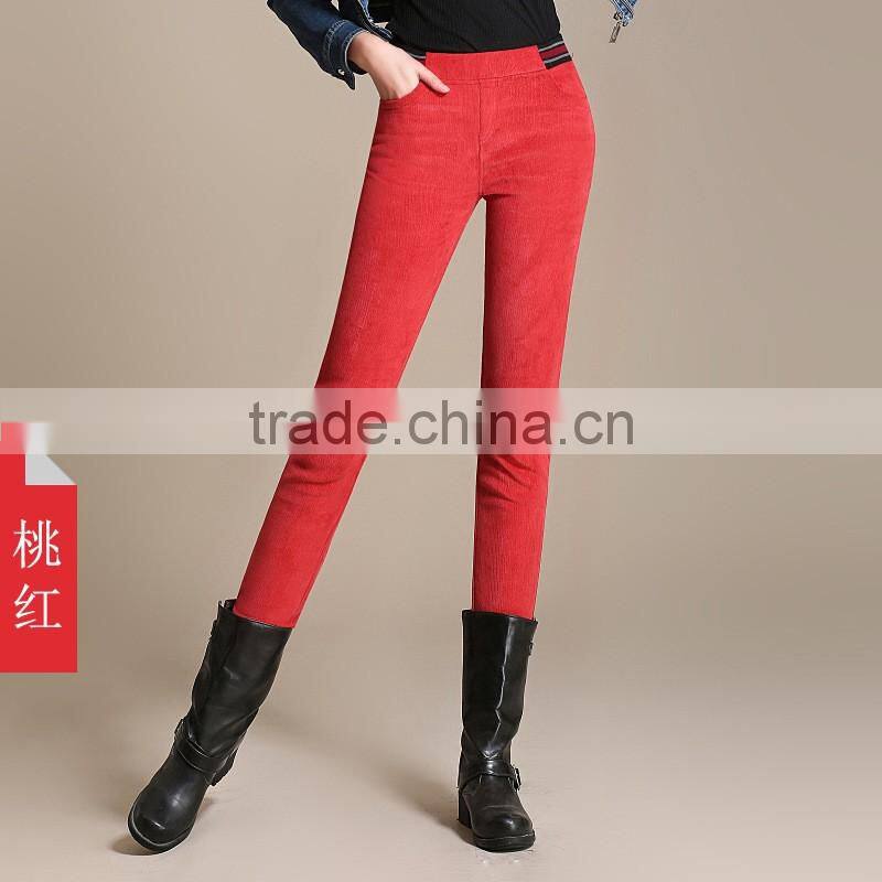 2016 skinny pants women lady corduroy pants