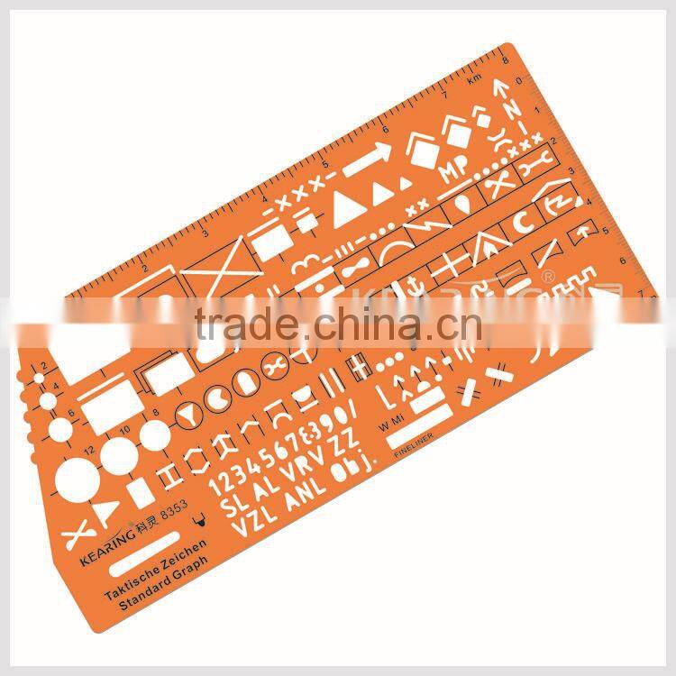 Kearing yellow plastic ruler for Military templates