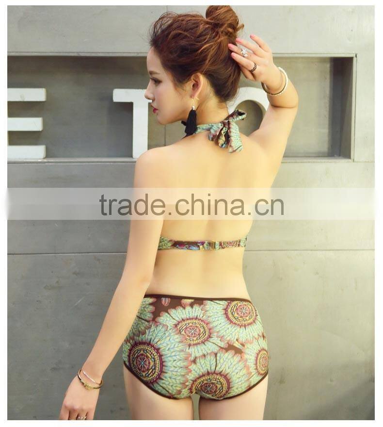 Sexy Sailed Women Sports Padded Bikini Swimwear with mixed print