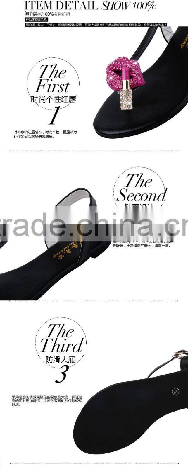 HFR-Ys12 2015 new sweet wind tendon thong solid comfort sandals flat sandals