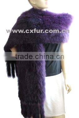 CX-B-34 China Suppliers Lady Scarf Hand Knitted Real Fox Fur Cape/ Shawl
