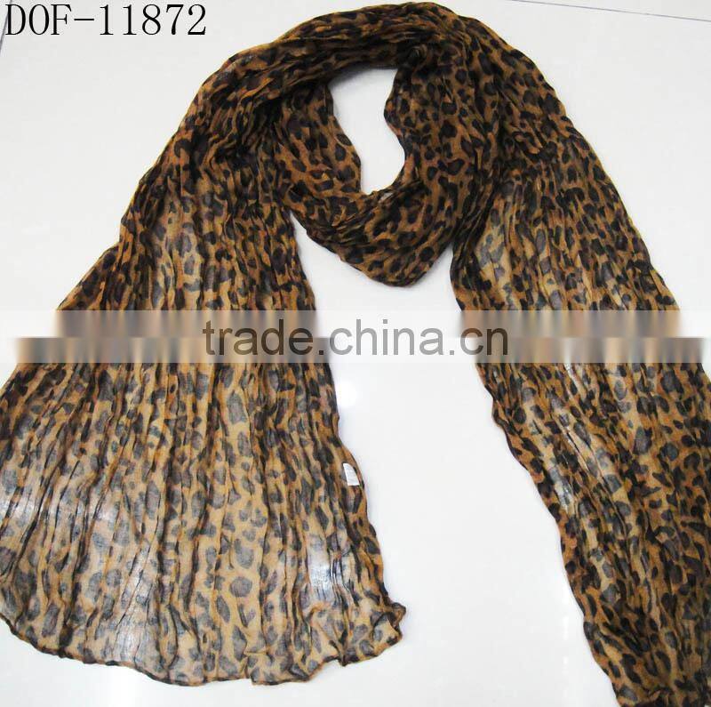 Fashion chiffon polyester print leopard cheaper scarf