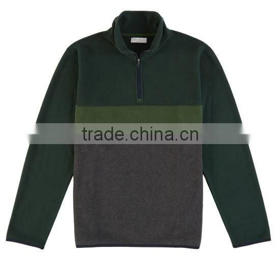 korea style slim fit quarter zip polo collar 100% polyester polar fleece mens sweatshirt