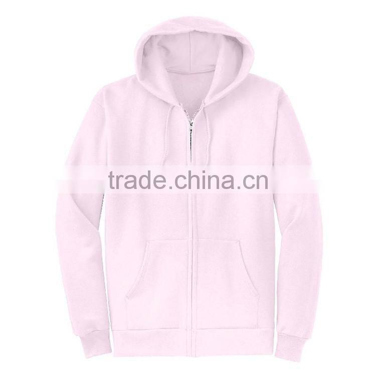 Wholesale Zip Up 65% Polyester 35% Cotton Plain Fleece Men's Hoodie Manufacturers