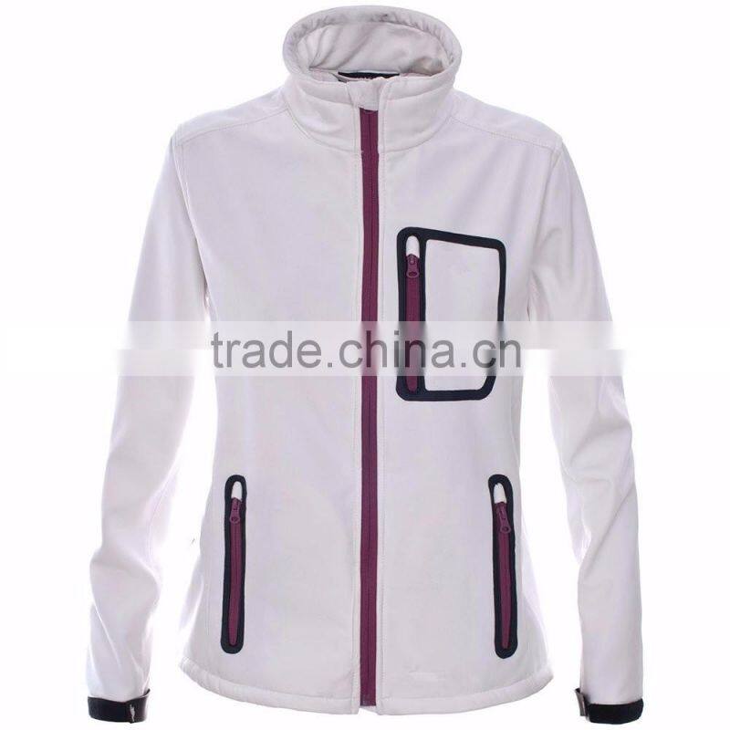 Ladies multiple pocket softshell jacket with high quality