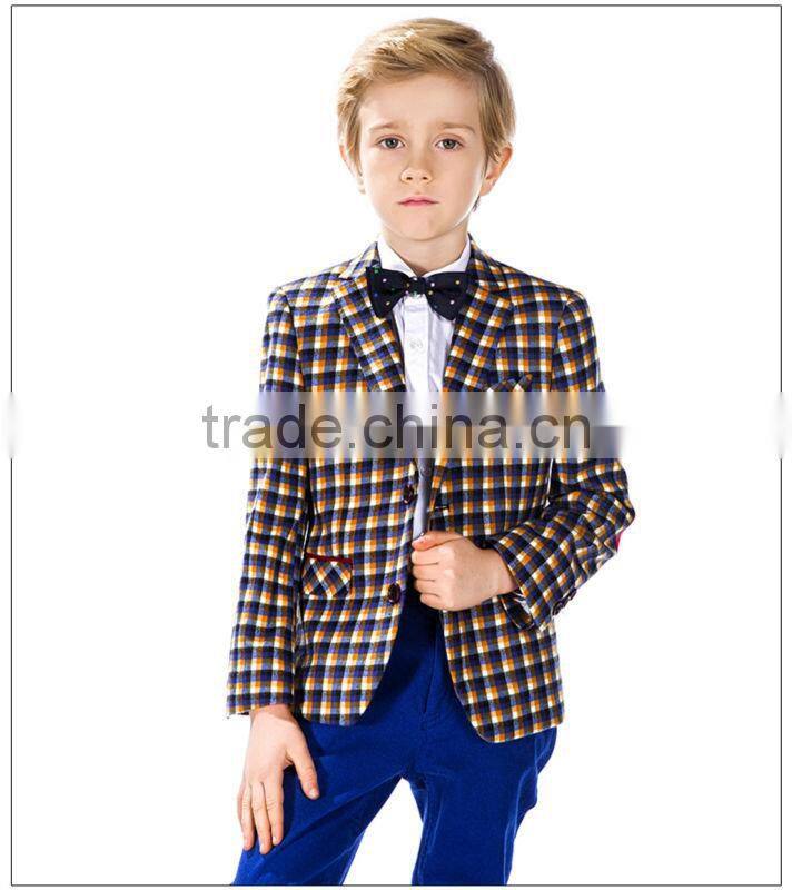 ELPA kids jacket 2015 style casual blazer plaid boys blazer with Elbow Patches