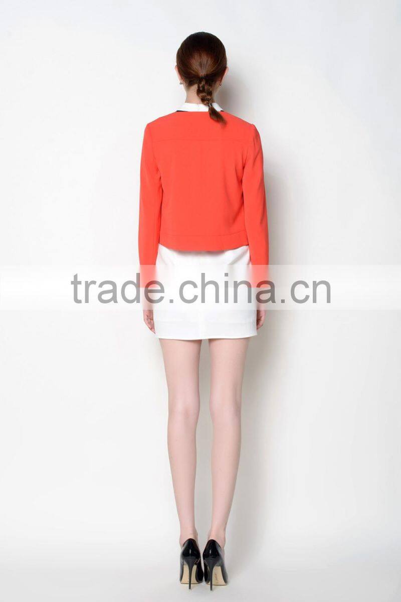 O neck single breast designed red fashion casual women european italy style jackets on sale