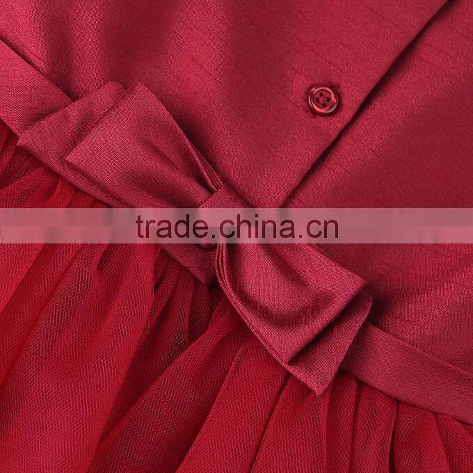 Newest Girl Party Dress Red flower Fashion Kid Dresses Children New Year Hot Sale GD31025-3