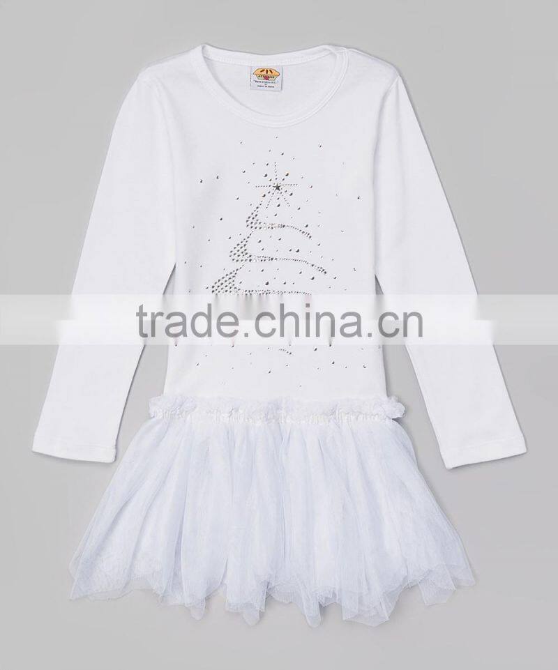 Hot Girl Tutu Dress With White Rhinestone Tree Toddler Dress Girls Clothing Z-TD80804-3
