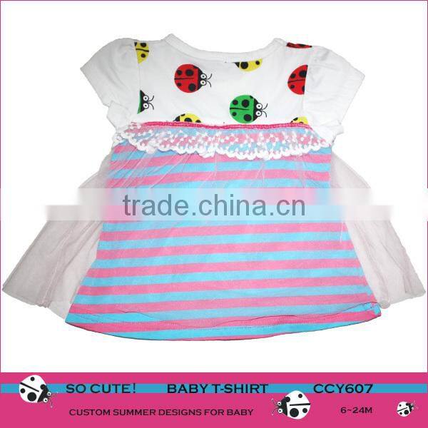 Wholesale new design boutique infant cotton tops cute baby girls t-shirt
