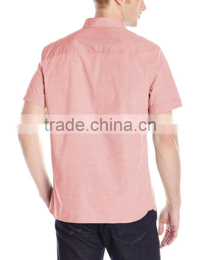 Men's Stripe Texture Shirt with Chest Pocket