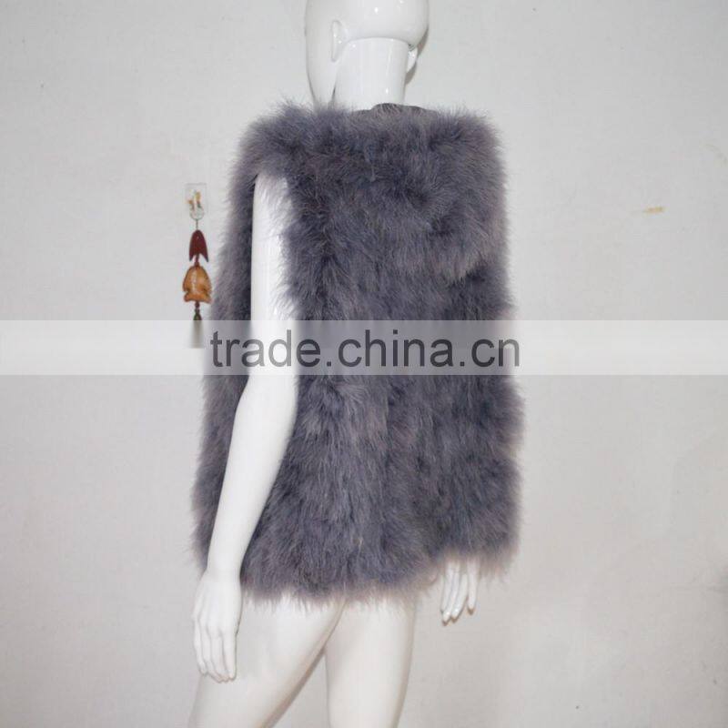 SJ007 Hooded Women Ostrich Feather Vests