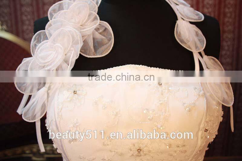 IN STOCK Halter wedding dress sleeveless flower ball gown bridal dresses SW107