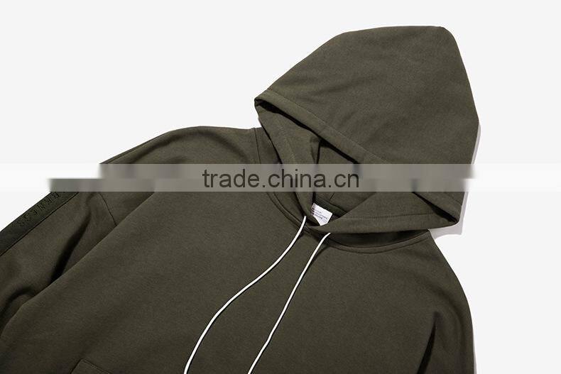 High quality long sleeve drawstring kangaroo pocket sleeve webbing ninjal hoodie