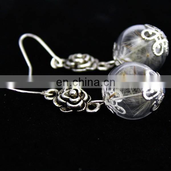Hot sell Vintage gold glass ball dandelion seeds pendant light bulb personality earrings designs