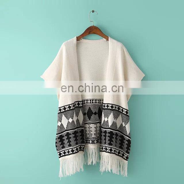 2015 Fashion dress Europe America women's clothing wholesale geometric pattern shawls knitting cardigan national female coat
