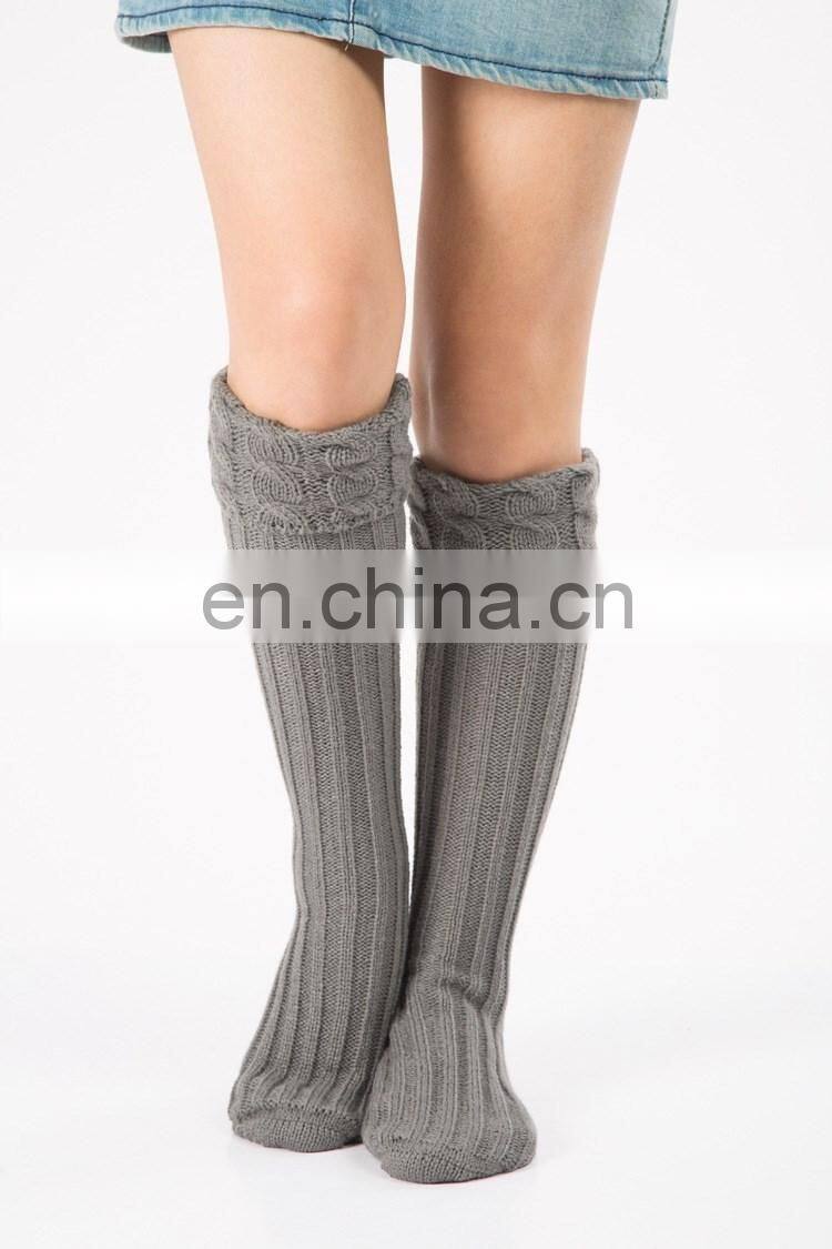 fashion floor socks with cable knit turnover ,knitted leg warmers women